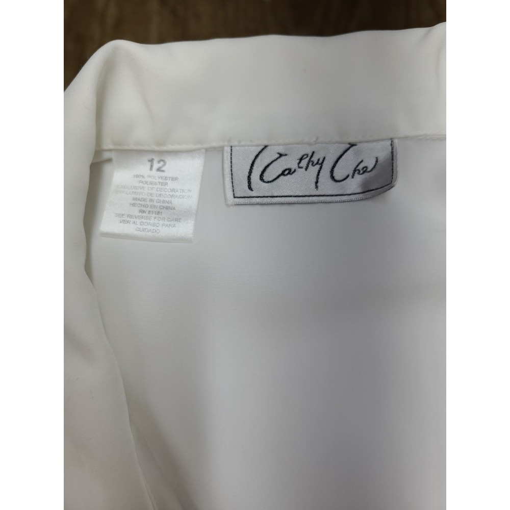 Cathy Che Womens Blouse w Lace Accent Sz 12 Bisiness‎ Office Capsule - Picture 3 of 7
